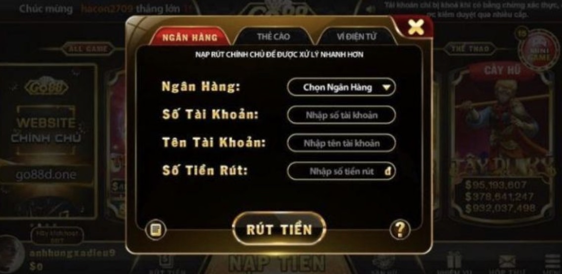 Giải đáp thắc mắc khi rút tiền tại Go88