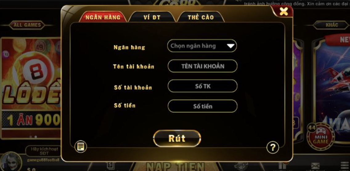 Hướng dẫn các bước rút tiền tại Go88 nhanh chóng