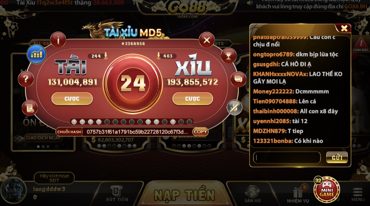 Hướng dẫn tham gia Tài Xỉu tại cổng game Go88