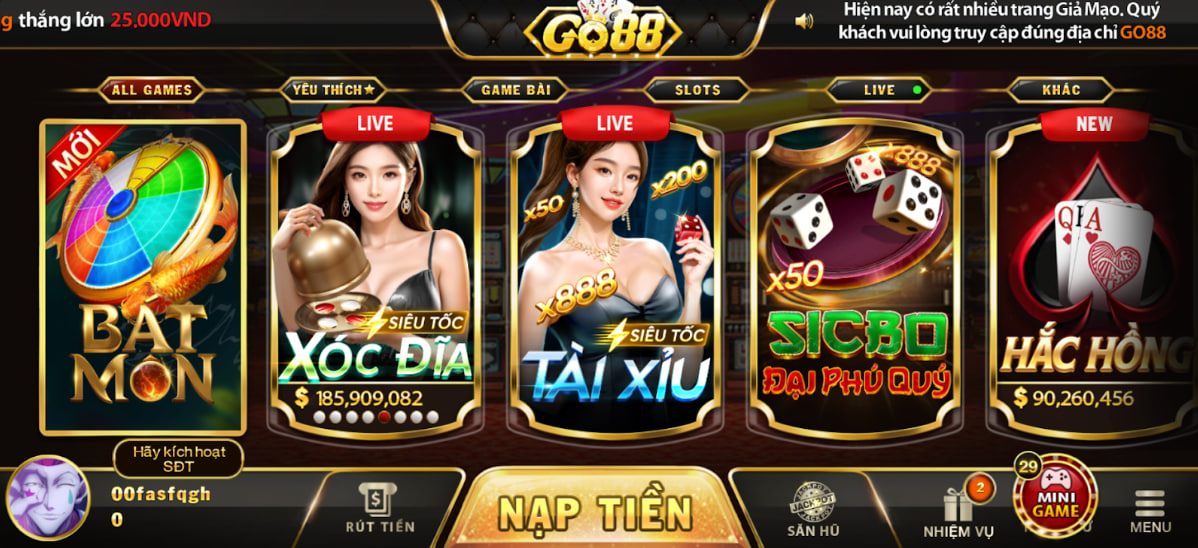 Quyền cập nhật điều khoản hoạt động của Go88